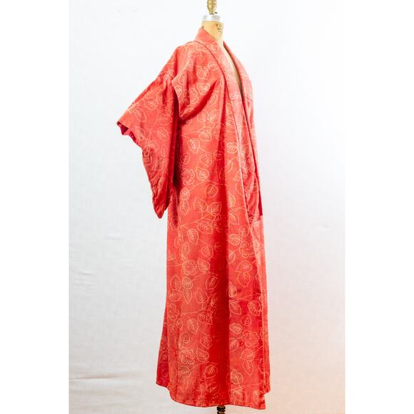 Vintage 60s Men’s Kimono Robe, Repair ISSUES, Orange Cream Wool Japan Retro, LG - Picture 4 of 13